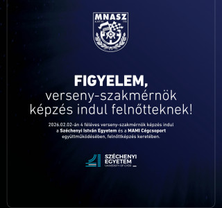 VERSENY-SZAKMÉRNÖK KÉPZÉS INDUL FELNŐTTEKNEK!